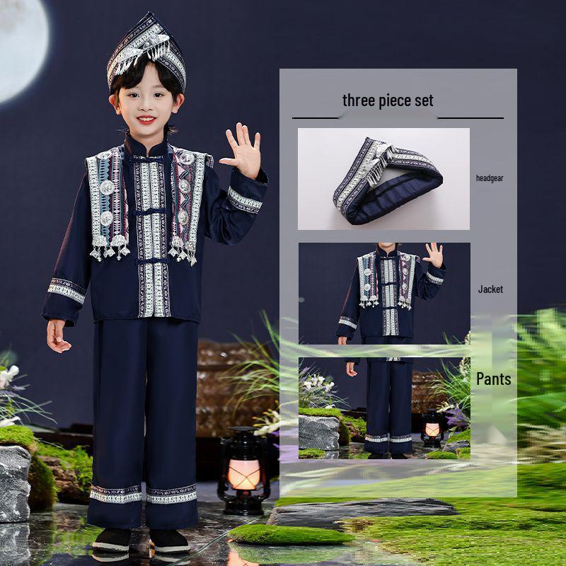 Guangxi Zhuang Ethnic Poetry Recitation Costume for Children's Sports Day
