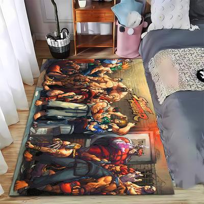 Street Fighter Charaktere Teppich, Lebendige Farben, Dynamisches Design Geeignet für den Einsatz als rutschfeste Spielmatte für Sofas im Wohn- und Schlafzimmer