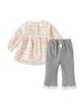 Girls' Floral Print Cotton Two-Piece Set - Long Sleeve Top & Pants for Spring/Autumn