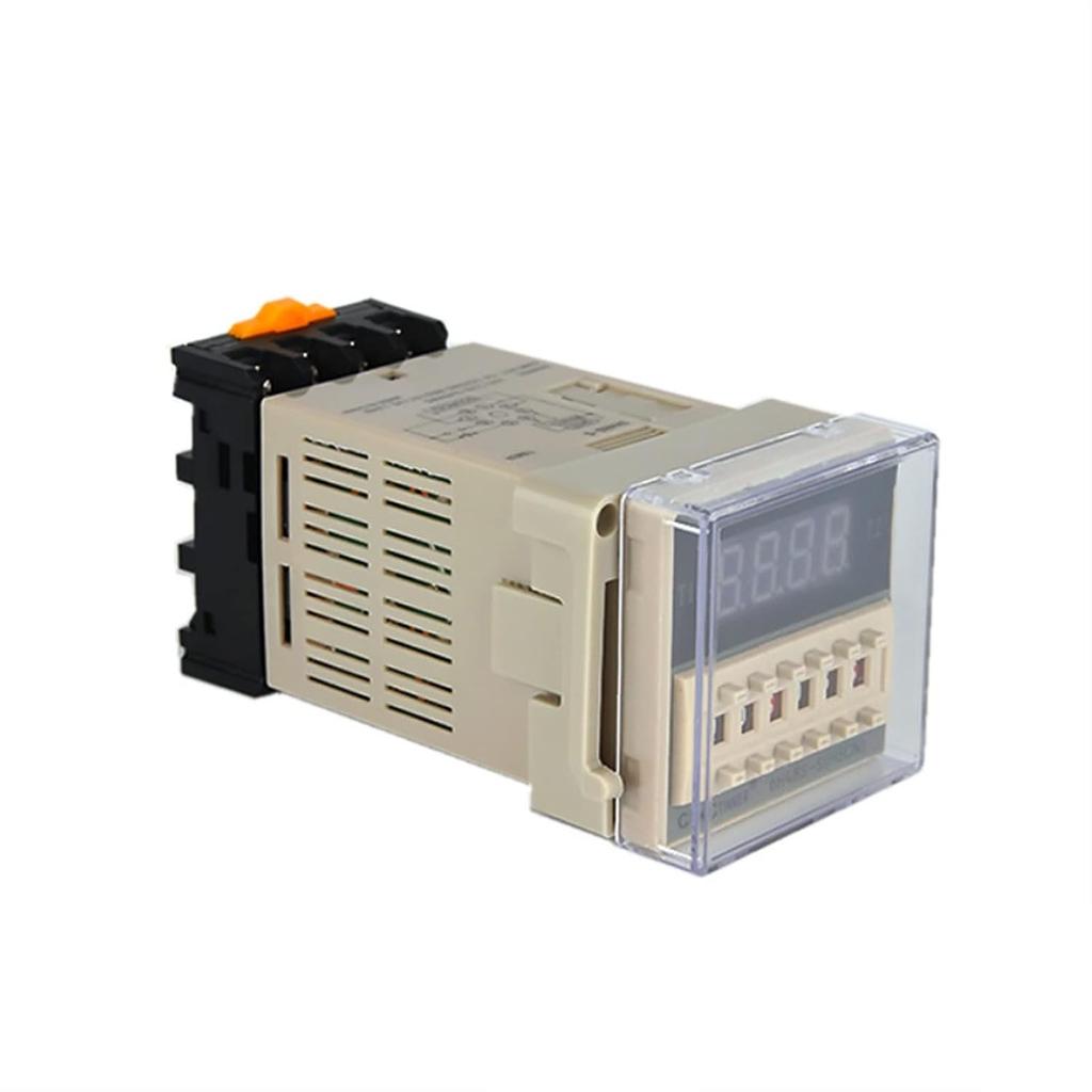 Time Relay DH48S-S 0.1S-99H Digital AC 110/220V DC 12/24V Repeat Cycle SPDT Programmable Timer Switch with Socket Din Rail(DC 12V)