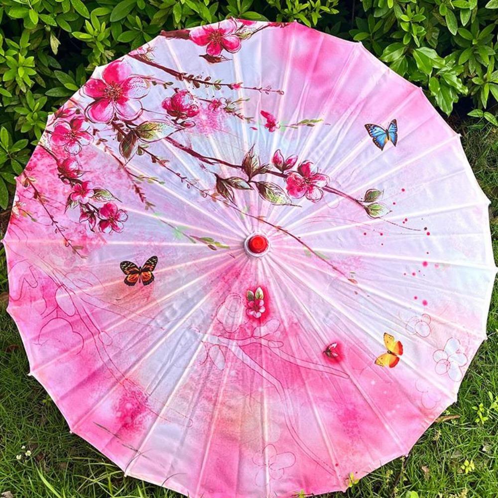Silk Cloth Umbrella Fan 56cm Cosplay Hanfu Oil Paper Umbrella Dance Performance