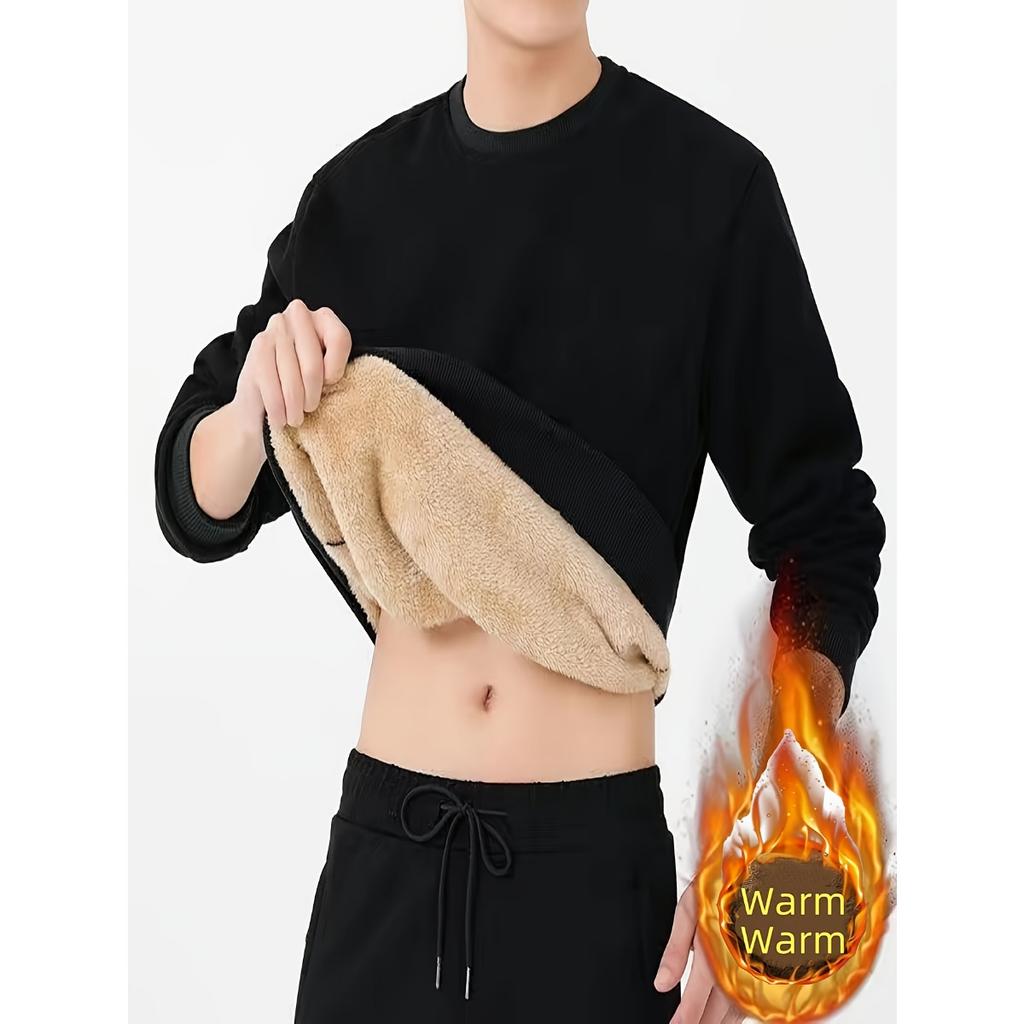 Tight Fitting Warm Clothing with Plush Insulation, Long Sleeves for Casual Sports, Autumn and Winter Tops for Outdoor Wear