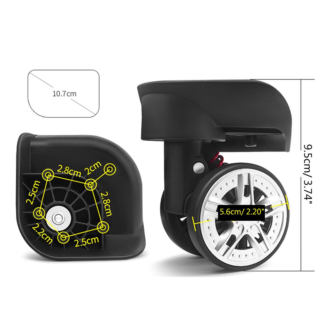 2Pcs Trolley Casters Replacement Heavy Duty Roller Wheel for Luggage Box Suitcase 360 Degree Swivel Kit Silent Wheel