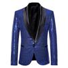 Czarna cekinowa jednoprzyciskowa szalowa marynarka garniturowa męska z błyszczącym brokatem nocny klub bal DJ marynarka męska odzież sceniczna dla piosenkarzy