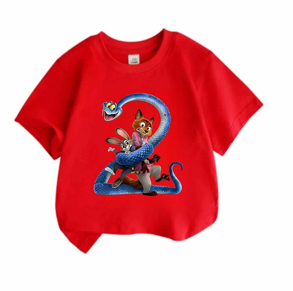 Kids Boys Girls 100% Cotton Crew Neck Short Sleeve T-Shirt, Funny Cartoon Rabbit Fox Snake Print Casual Comfortable Tee Tops for Children Daily Wear