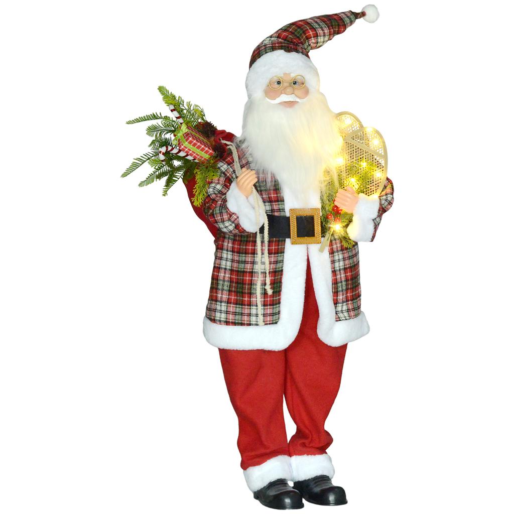 120cm Animated Santa Claus Figure, with Sound and Lights - Red/Green