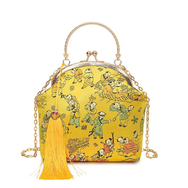 Sweet Hasp Simple Bags for Women Silk Embroidery Patchwork Natial Style Crossbody Bags Light Luxury Women's Handbags