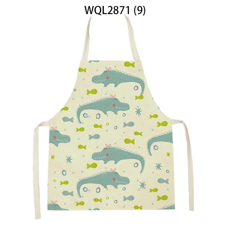 Sea Animal Shell Crab Fish Printed Kitchen Aprons Home Cooking Baking Accessories Deer Hedgehog Crocodile Pattern Delantal