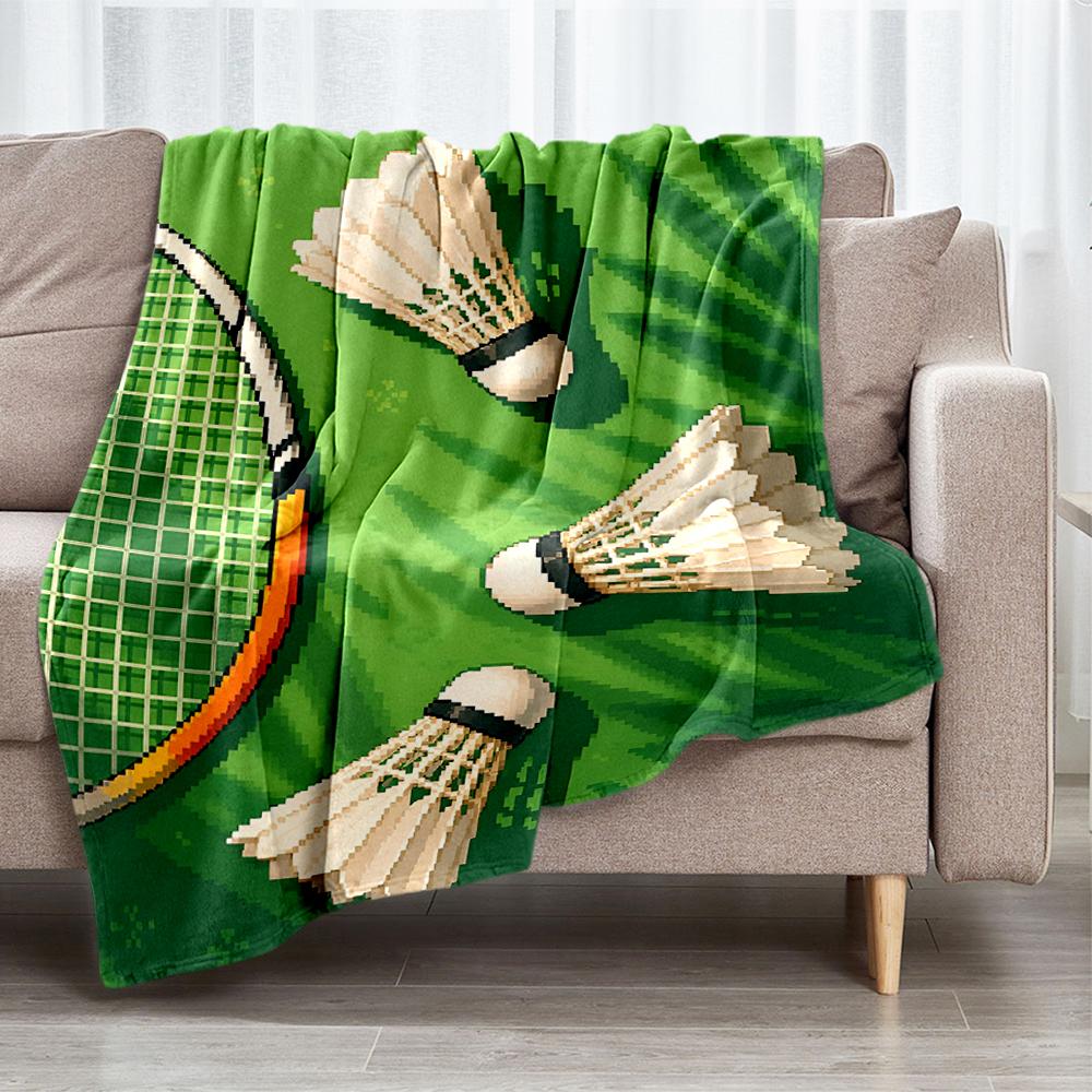 badminton Theme Printed Blanket - Perfect for Couch, Bed, Travel & Outdoor Use | Machine Washable, Cozy & Durable.