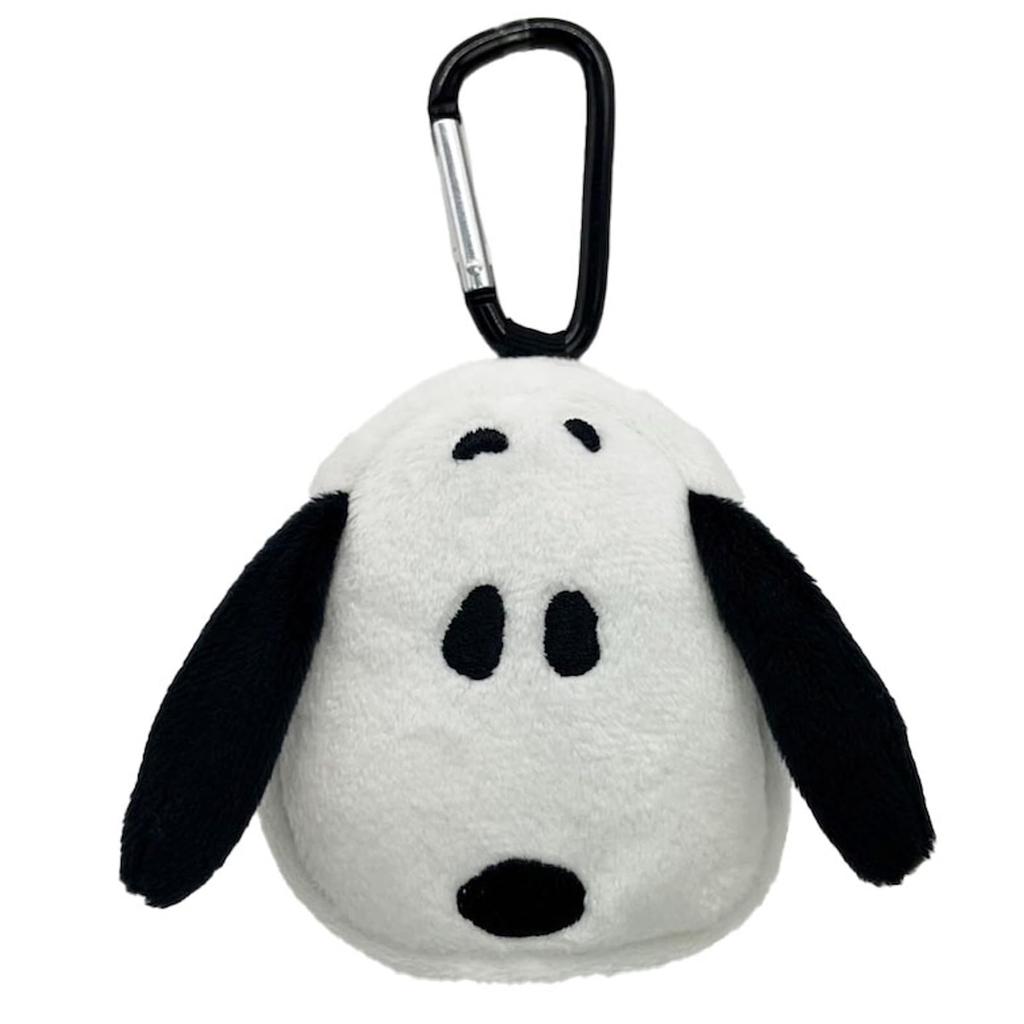 Nakajima Corporation Peanuts Carabiner Mini X X D4cm Pouch, Snoopy, Black, 215512-25, H8.5 W9.5