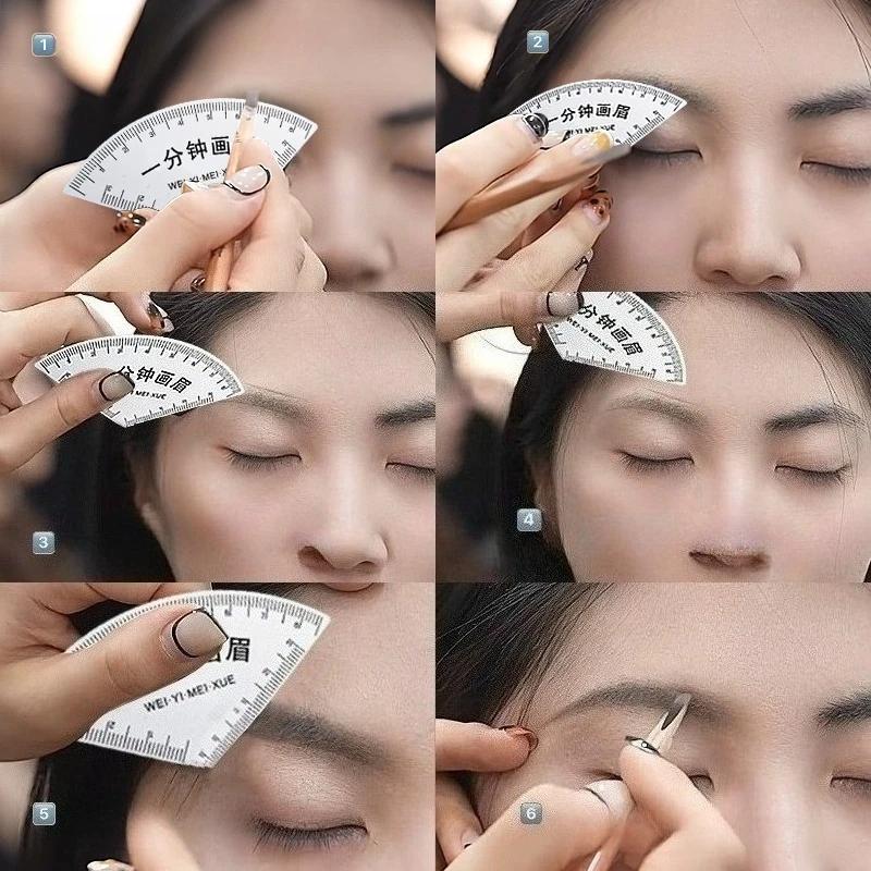 1PC Brow Shaping Stencil+Eyebrow Razors - 10 Blades, Instant Brow Shaper - Multi-Style Template Kit for Fast & Precise Shaping