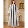 Middle East Dubai Robe Fashion Temperament Sequin Embroidery Long Dress Dress Round Neck Sequin Dres