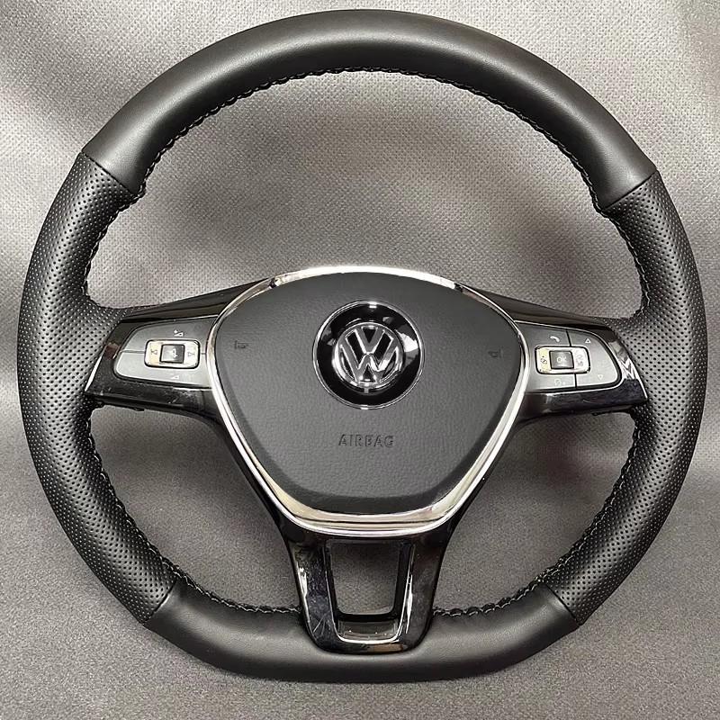 Ручная прошивка Кожаная карбоновая накладка на руль автомобиля Для Volkswagen VW Golf 7 Mk7 Touran Up Новый Passat B8 Tiguan 3