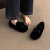Fashion Women Furry Flats Shoes Fashion Butterfly-knot Slip on Shoes Warm Cartoon House Shoes for Winter
