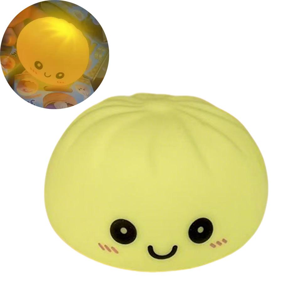 In Stock Glowing Dumpling Squishy Bun Shaped Night Light Cute Baozi Lamp USB Rechargeable Color Changing Bedroom Decor Gift
