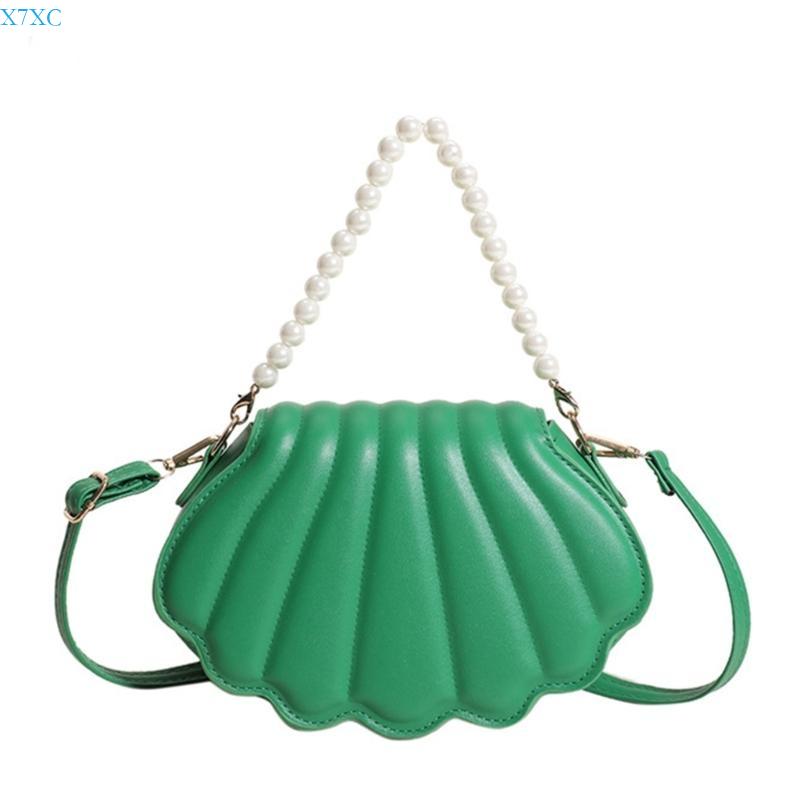 

X7XC All-matching Bag for Women Shoulder Bag Ladies Pearl Chain Handbag Shell Evening Bags Fashion Crossbody Bag