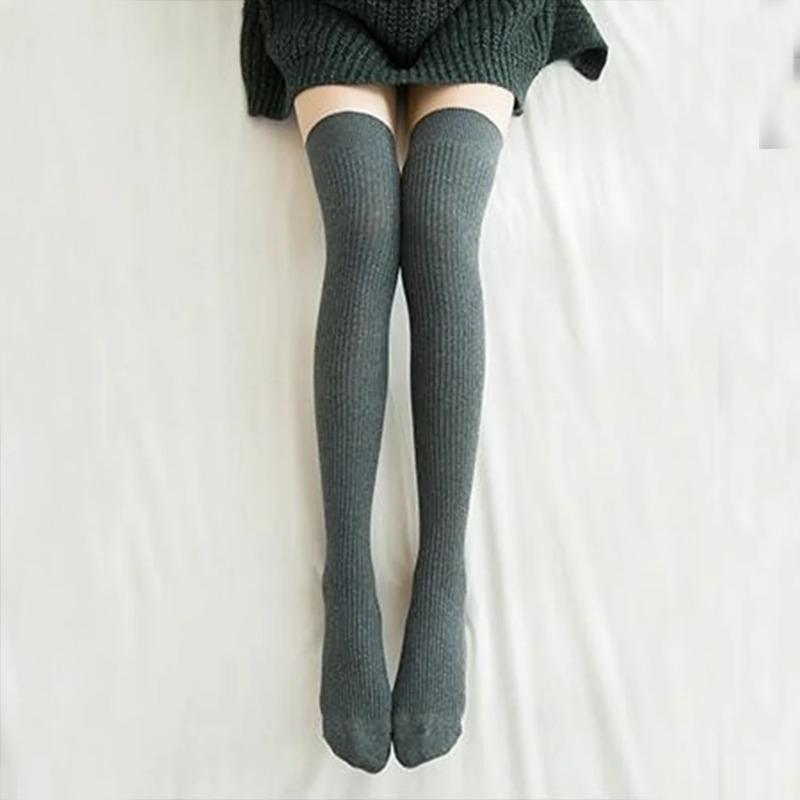Women's Winter High Stockings Warm over Knee Soft Wool Stockings Cotton Striped Long Socks Thigh Stocking Lolita Thick Warm Sock