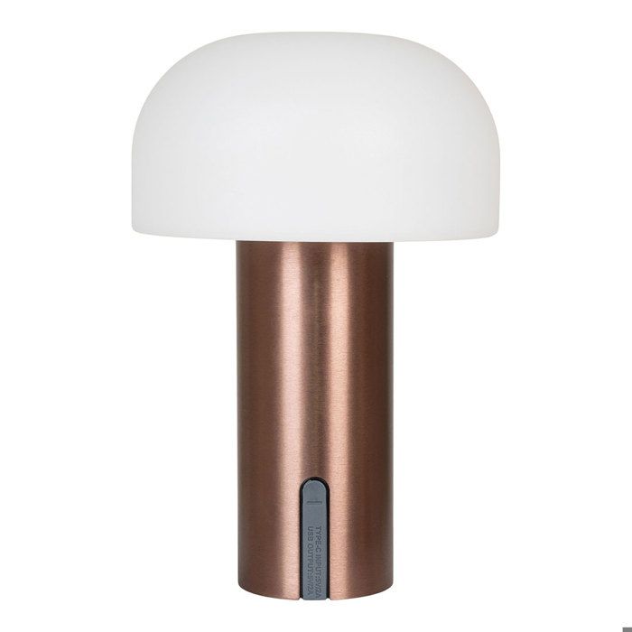 Lampe LED d'extérieur rechargeable blanc et cuivré