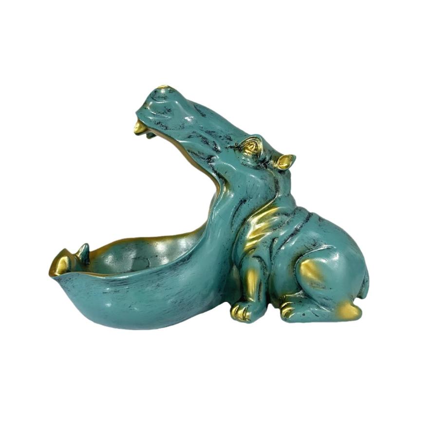 

New Hippopotamus Statue Home Fun Big Mouth Candy Plate Key Bowl Living Room Resin Ornament Atmosphere Decoration Exquisite Decor