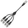 Professional XLR 3Pin Music Splitter Cable 0.6M Connect 4Devices XLR Y Splitter Cable For Recording Live Performances