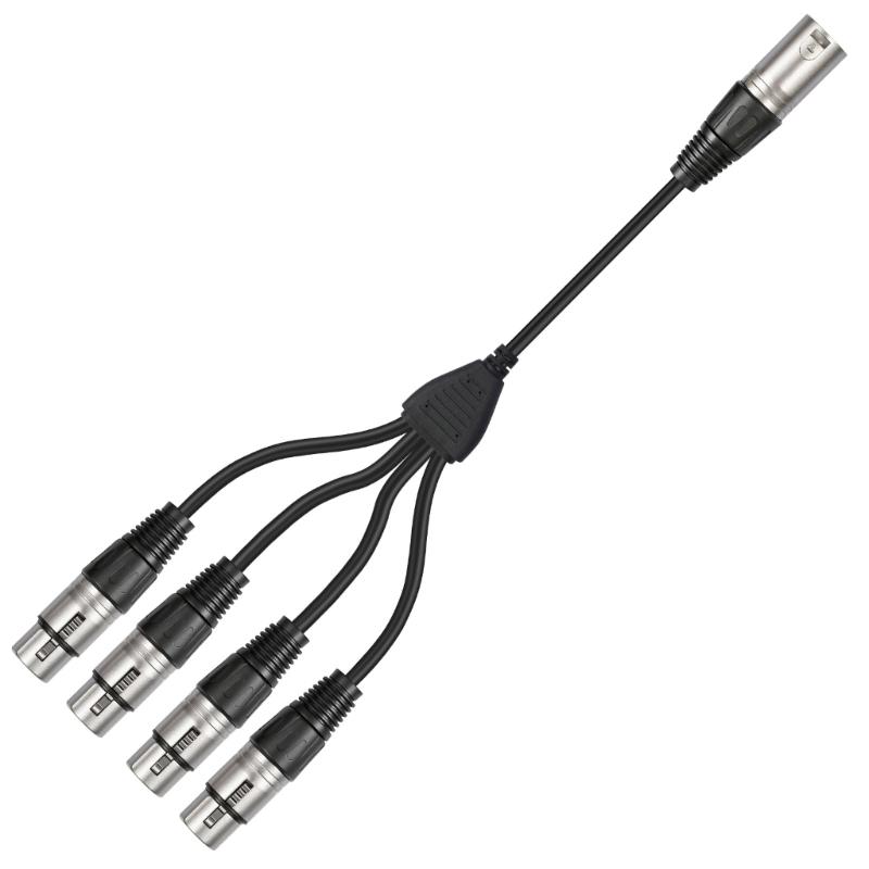 Professional XLR 3Pin Music Splitter Cable 0.6M Connect 4Devices XLR Y Splitter Cable For Recording Live Performances
