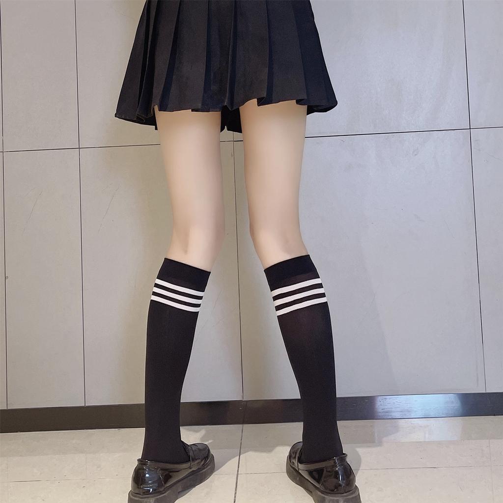 Japanese White Jk Tube Socks Sweet College Style Striped Socks Velvet Calf Socks Women'S Knee Socks Ins Style
