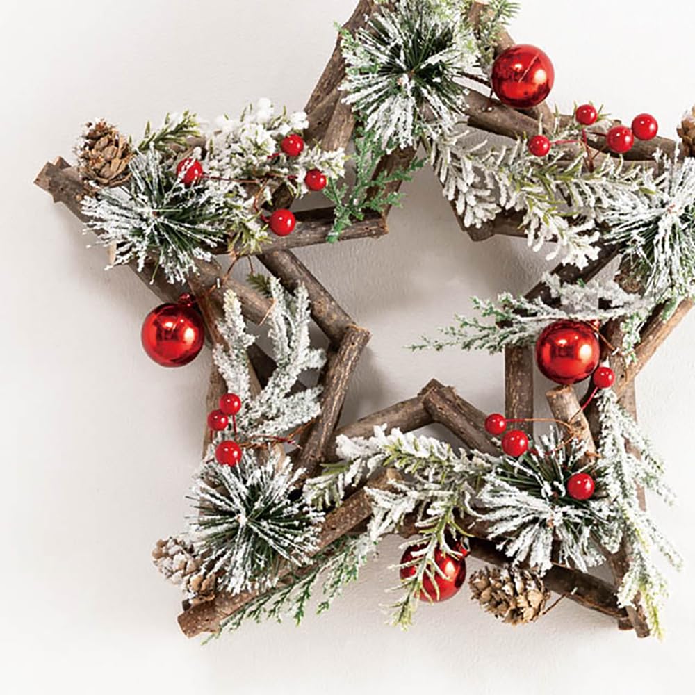 HEADS Christmas Wreath W X D X Small 1 Piece X-NW2 Decoration, 12.5" 1.7" 13.5" H, Star,