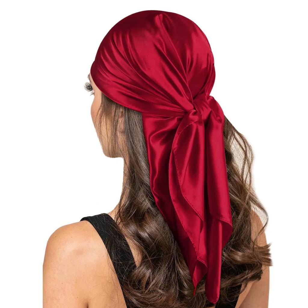 90*90cm Silk Scarf Scarftop Headwraps For Woman Fashion Four Seasons Hair Accessories Hijab Foulard Bandana Femme Headscarf