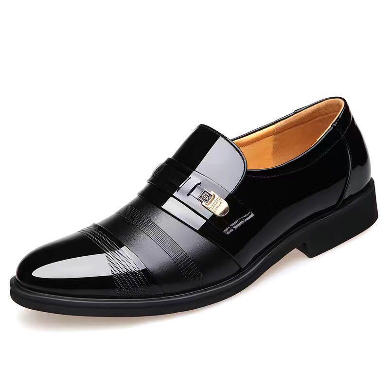 

Мужские черные кожаные слипоны - Повседневный тренд в британском и корейском стиле. 42