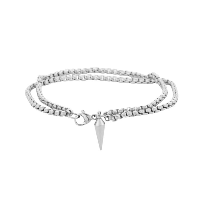 Punk Stainless Steel Rivet Pendant Bracelets for Men Boys Hiphop Classic Waterproof Bracelets Daily Commute Jewelry Accessories