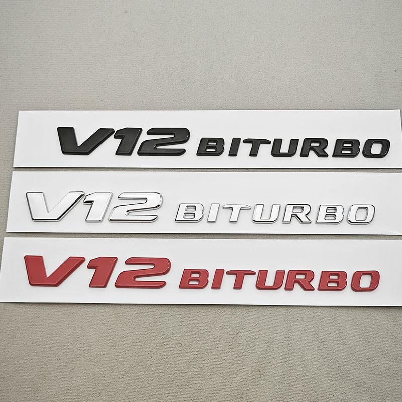 Emblem Adhesive 3D ABS Black Chrome with Letters for Car Side Bumpers V12 BITURBO Logo for G63 G65 Auto Accessories