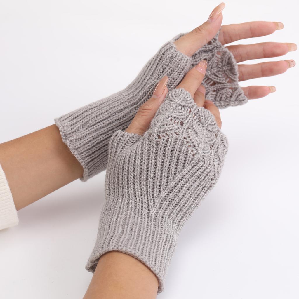 Botvotee Sleeves for Women Arm Warmers Free Shipping Y2k Accessories Burgundy Knit Winter Fingerless Gloves Fashion Arm Guard