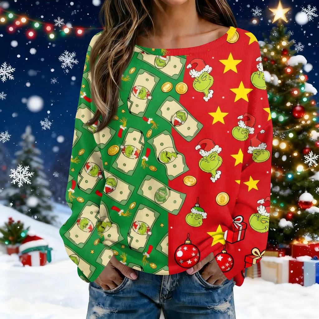 Christmas Sweatshirts For Women Knit Sweater Cute Shirt Fall Crewneck Pullover Tops