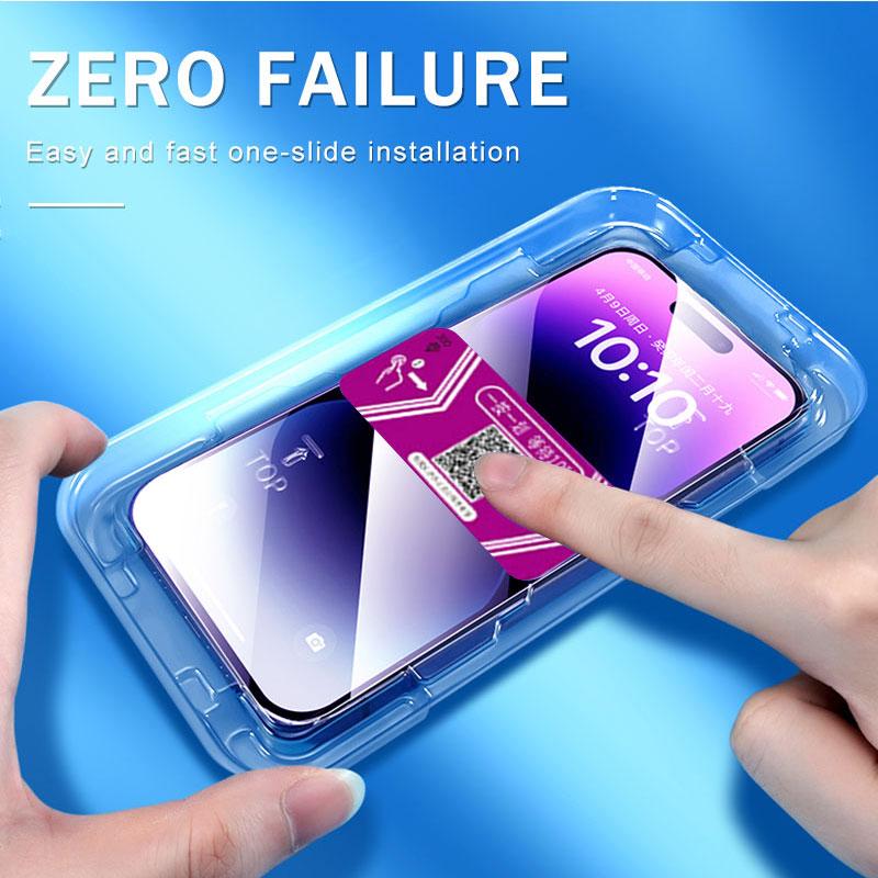 One-click installation Full Cover Anti Blue Ray Tempered Glass For iPhone Air 17 16 15 14 13 11 12 Pro Max X XS XR Screen Protector