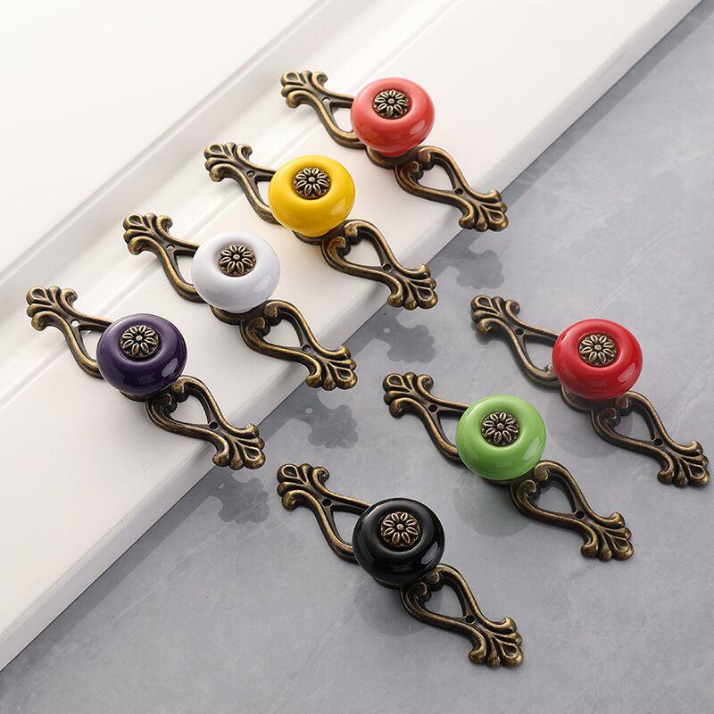 

Одноцветная керамическая ручка для ящика, ручка для двери шкафа, детская ручка, кольцо для выдвижения из керамического сплава