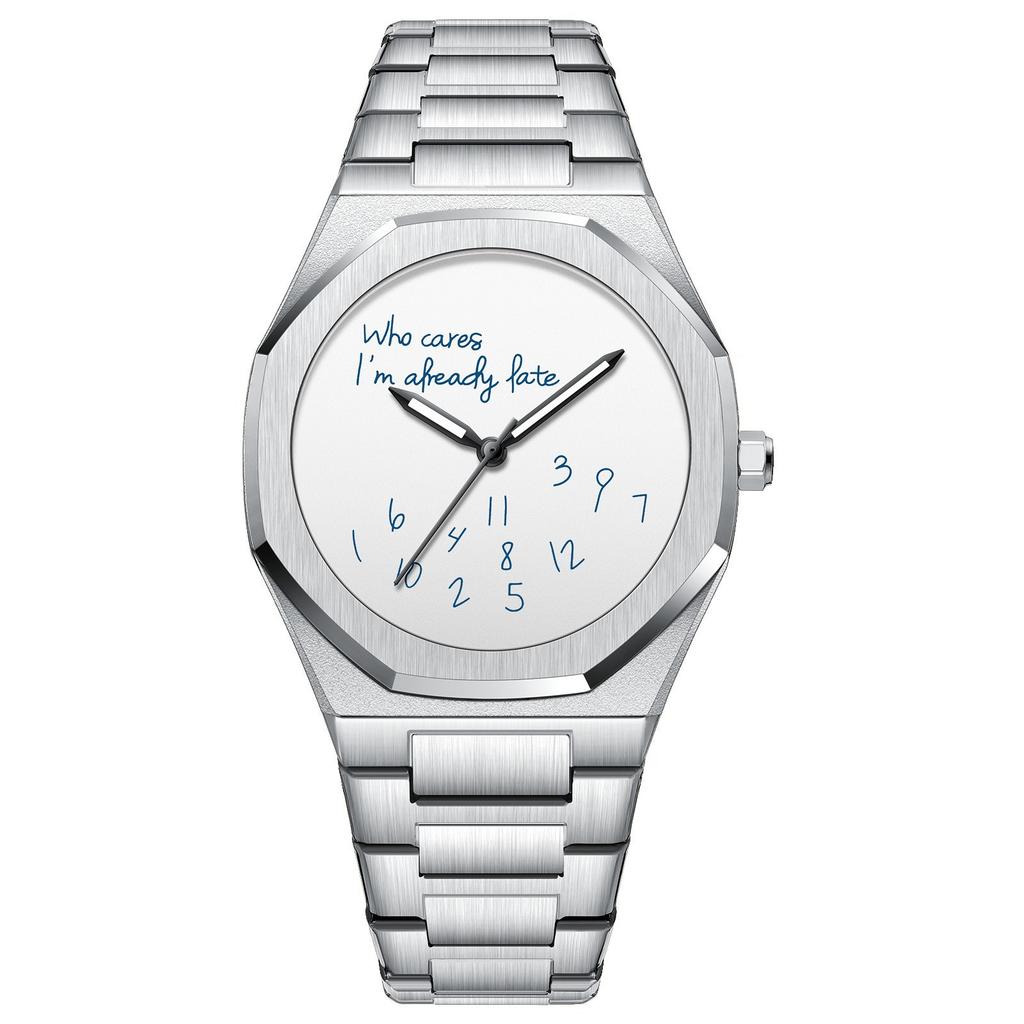 Men Watch Classic Business Arabic Digital Steel Strip Waterproof Luminous Wristwatch