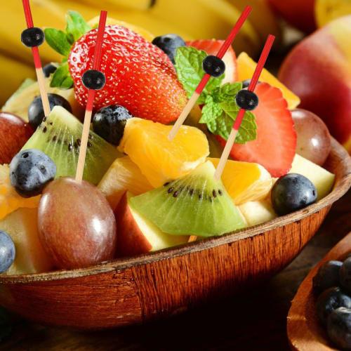 WINOMO Cocktail Picks, Fruit Picks, Cake Toppers, Confectionery, Fruit Decorations, Party Supplies, Set of 100 (Black Flat Beads)