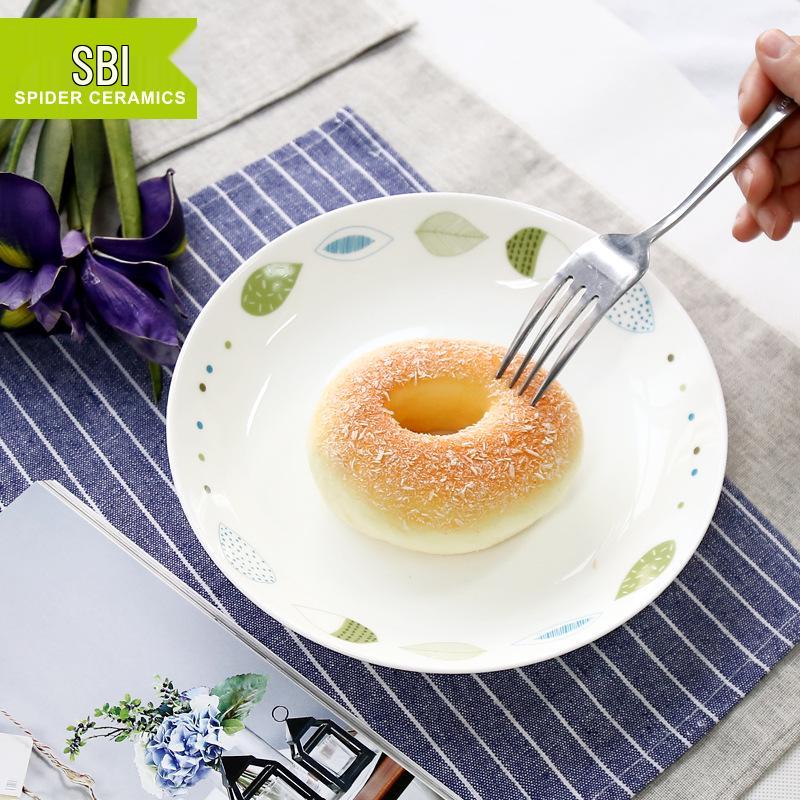 Korean Style Round Soup Plate - 8 Inch Creative Bone China Ceramic Dinnerware