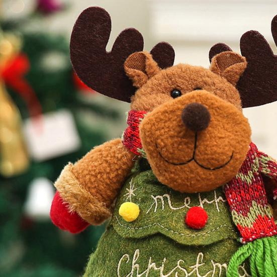 Yousheng 1/2/3Pcs Christmas Gift Bag Santa Claus Snowman Reindeer Design Festive Theme Xmas Candy Bag with 3D Embroidery Party Decoration