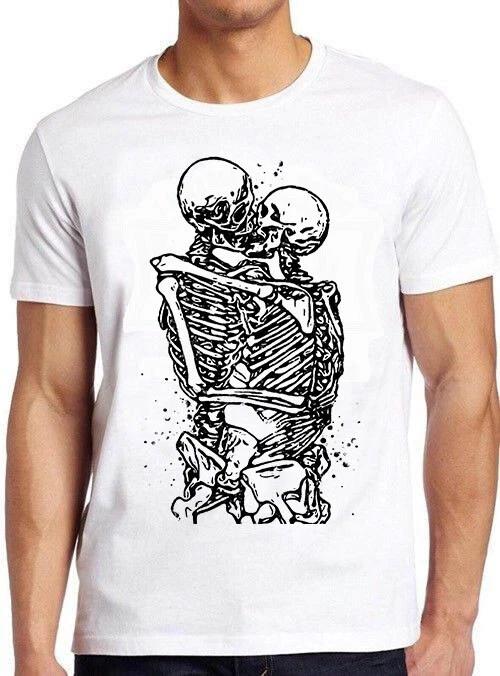 Skeleton Kissing Love Never Dies Skull Bones Till Death Romantic T Shirt M730 XXXL
