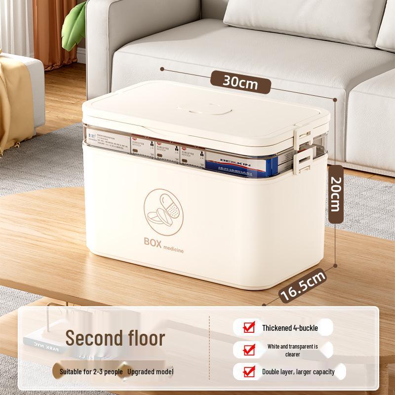 Large Multi-layer Plastic First Aid Kit & Medicine Storage Box for Household Use