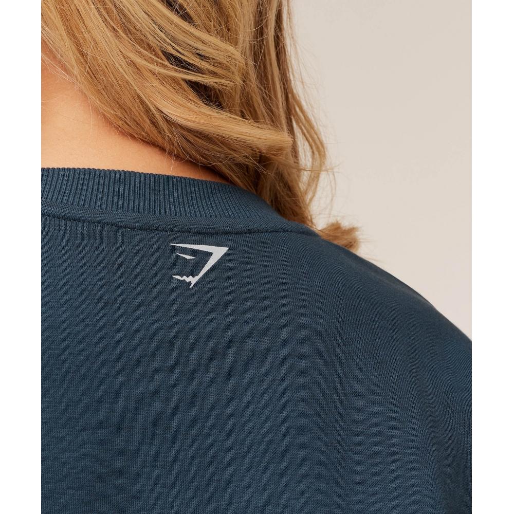 Gymshark Worn Crest Graphic Sweatshirt Gs Stealth Blue B6b5s Ud6s