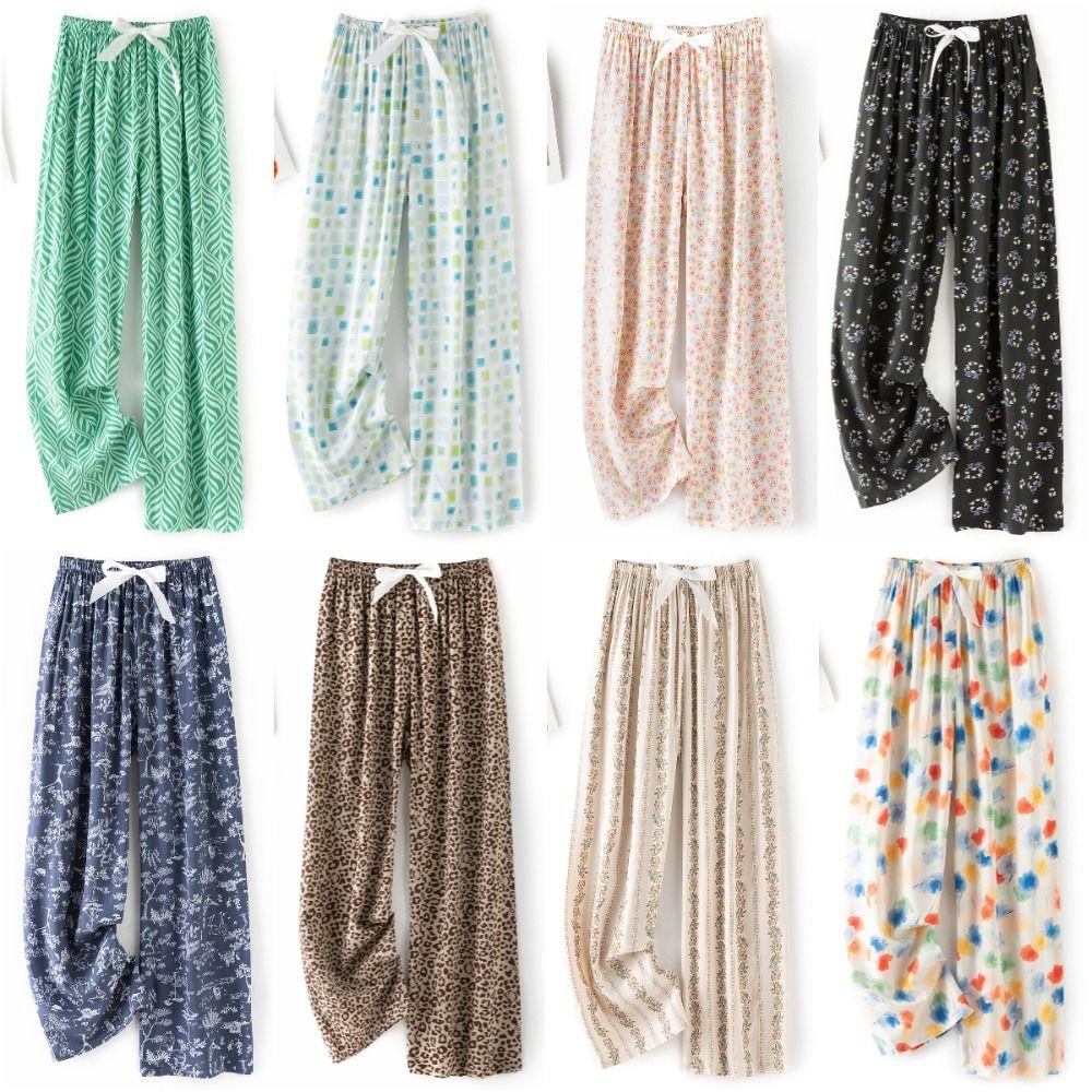 Breathable Sleepwear Ankle-Length Pants Thin Loungewear Home Pajama Pants Sleeping Trousers Spring