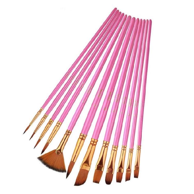 

12pcs Professional Artist Paint Brush Artist Paintbrushes for Oil Acrylic Watercolor Nylon Brush Oil Painting Brushes розовый