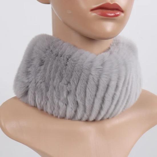 Hot Sale Winter Women Knitted Real Rex Rabbit Fur Scarf Natural Soft Rex Rabbit Fur Scarves Girls Warm Genuine Fur Headband