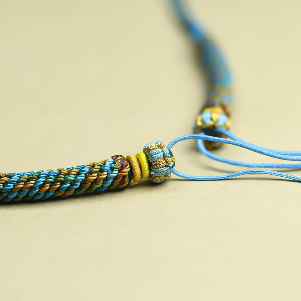 Adjustable Pendant Necklace with Handmade Woven Cord, Featuring Jadeite, Amber, Nanhong, and Hetian Jade Stones.