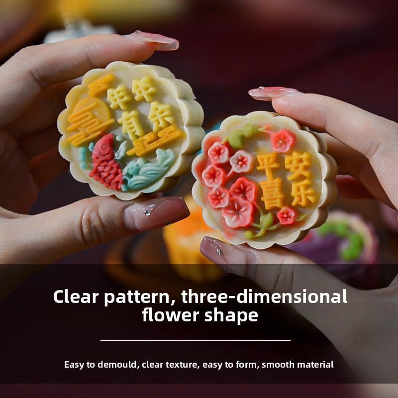 New Mid-Autumn Festival Ice Skin Mooncake Molds, Hand-pressed Embossed Mung Bean Cake Molds, and Household Baking Pastry Molds