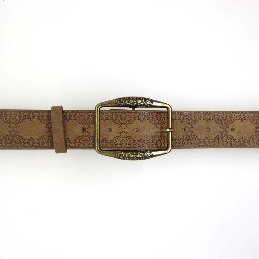 Women Vintage Embossed Belt Fashion Casual PU Leather Belt Versatile Adjustable Metal Buckle Belt