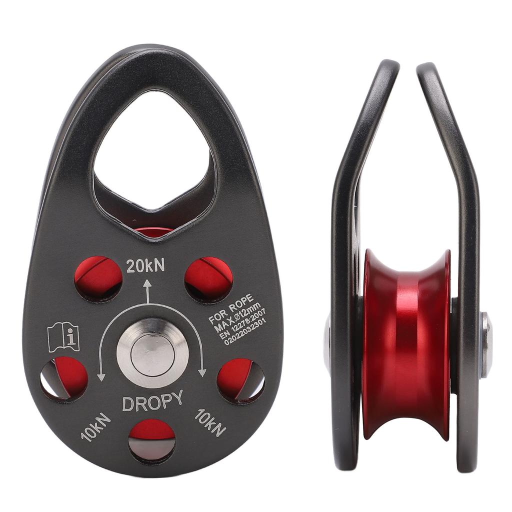 Aluminum Side Swing Pulley Heavy Duty Ball Bearing Lightweight Portable Side Swing Fixed Pulley for Rock Climbing