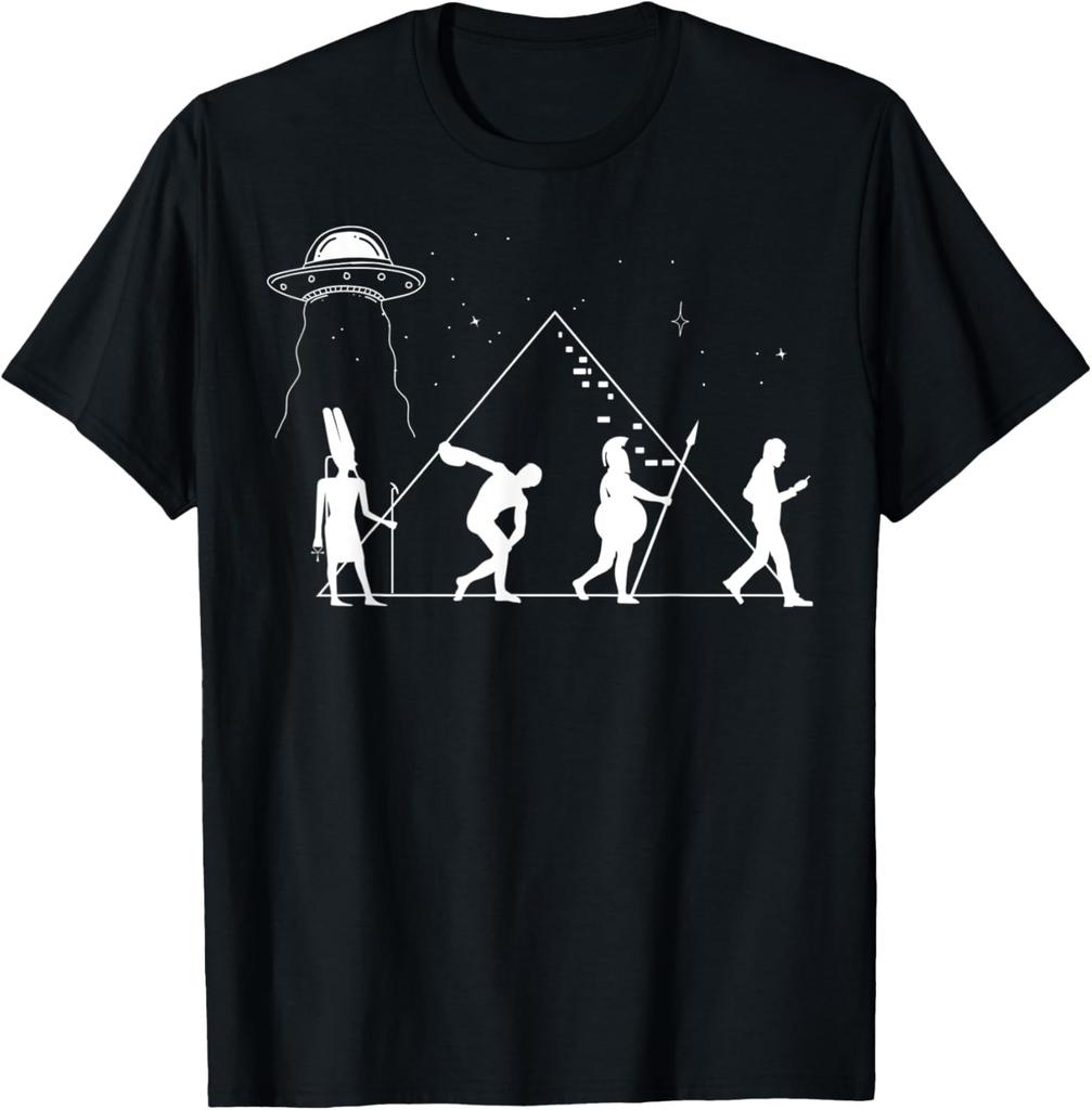 Aliens UFO Egyptian Pyramids | Science Fiction T-Shirt Custom Printed Graphic T Shirts Y2k Funny Shirt Camisas Streetwear